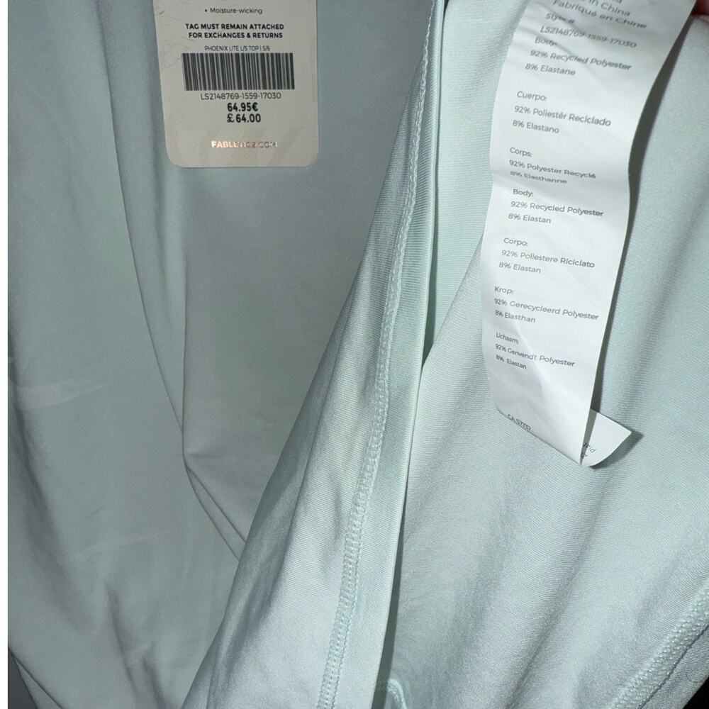 New Fabletics Phoenix Lite Long Sleeve Top Ice Cube size S - Picture 6 of 7